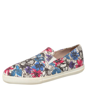 Miu Miu Multicolor Printed Canvas Slip On Sneakers Size 38