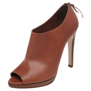 Miu Miu Tan Leather Peep Toe Platform Booties Size 40