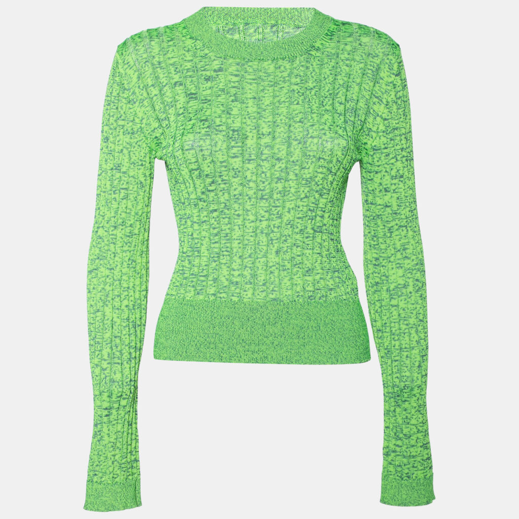 luxury-women-mm6-maison-margiela-used-clothes-p627514-002-2 MM6 Maison Margiela Green Space Dyed Ribbed Knit Sweater S