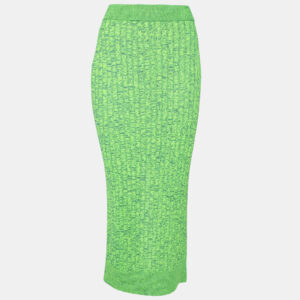 MM6 Maison Margiela Green Space Dyed Rib Knit Slit Detail Skirt S