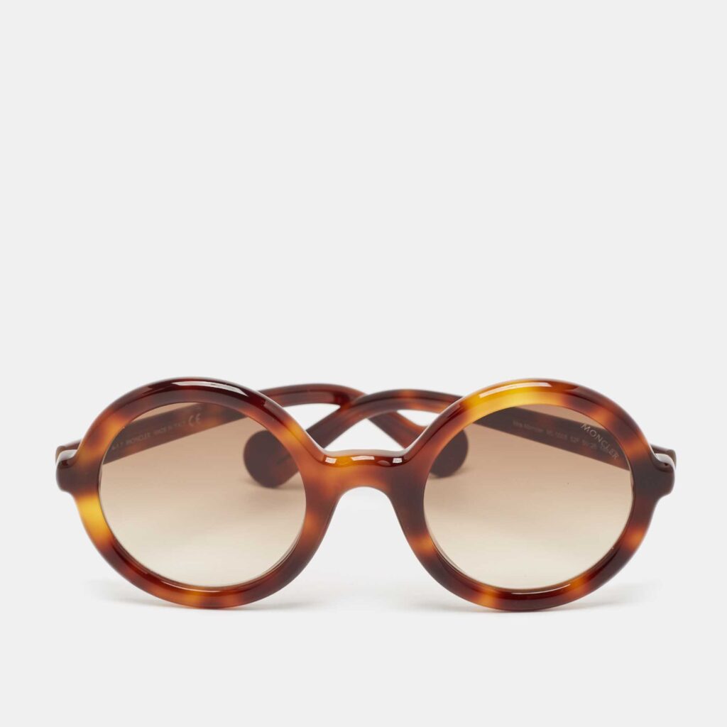 Moncler Tortoise Brown Gradient Mrs Moncler Round Sunglasses