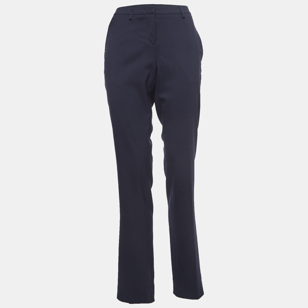 luxury-women-moncler-used-clothes-p938598-004 Moncler Navy Blue Wool Blend Formal Trousers L