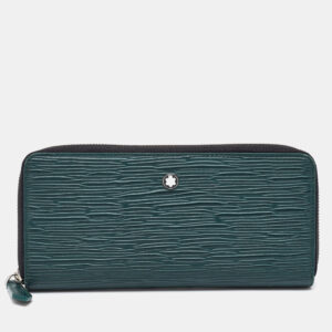 Montblanc Green Embossed Leather Meisterst&uuml;ck&nbsp;Long Zip Around Wallet
