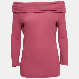 Moschino Cheap and Chic Pink Stretch Knit Off Shoulder Top L
