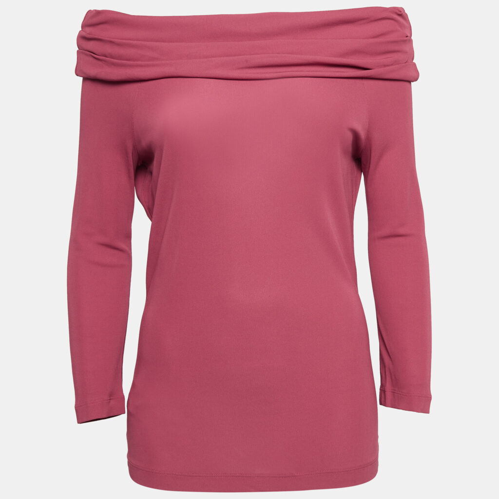 luxury-women-moschino-cheap-and-chic-used-clothes-p1032627-001 Moschino Cheap and Chic Pink Stretch Knit Off Shoulder Top L