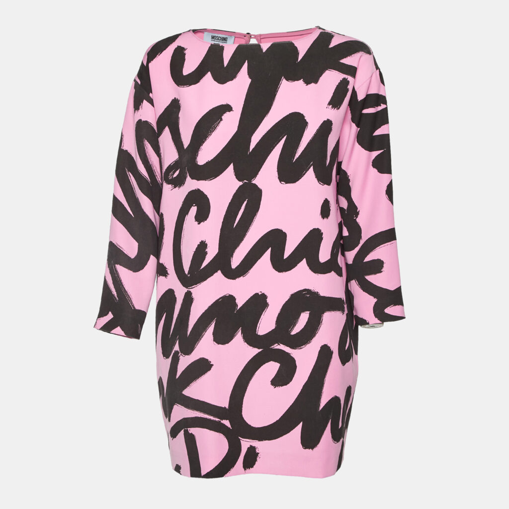 Moschino Cheap and Chic Pink Logo Print Crepe Tunic Top M