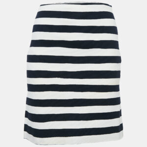 Moschino Cheap and Chic White/Navy Blue Stripe Cotton Mini Skirt S
