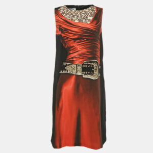 Moschino Cheap and Chic Black/Multicolor Dress Print Crepe Sleeveless Short Dress L