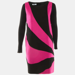 Moschino Cheap and Chic Black Wool Panelled Shift Dress L