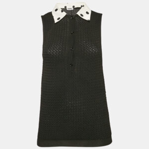 Moschino Cheap and Chic Black Patterned Knit Sleeveless Top M