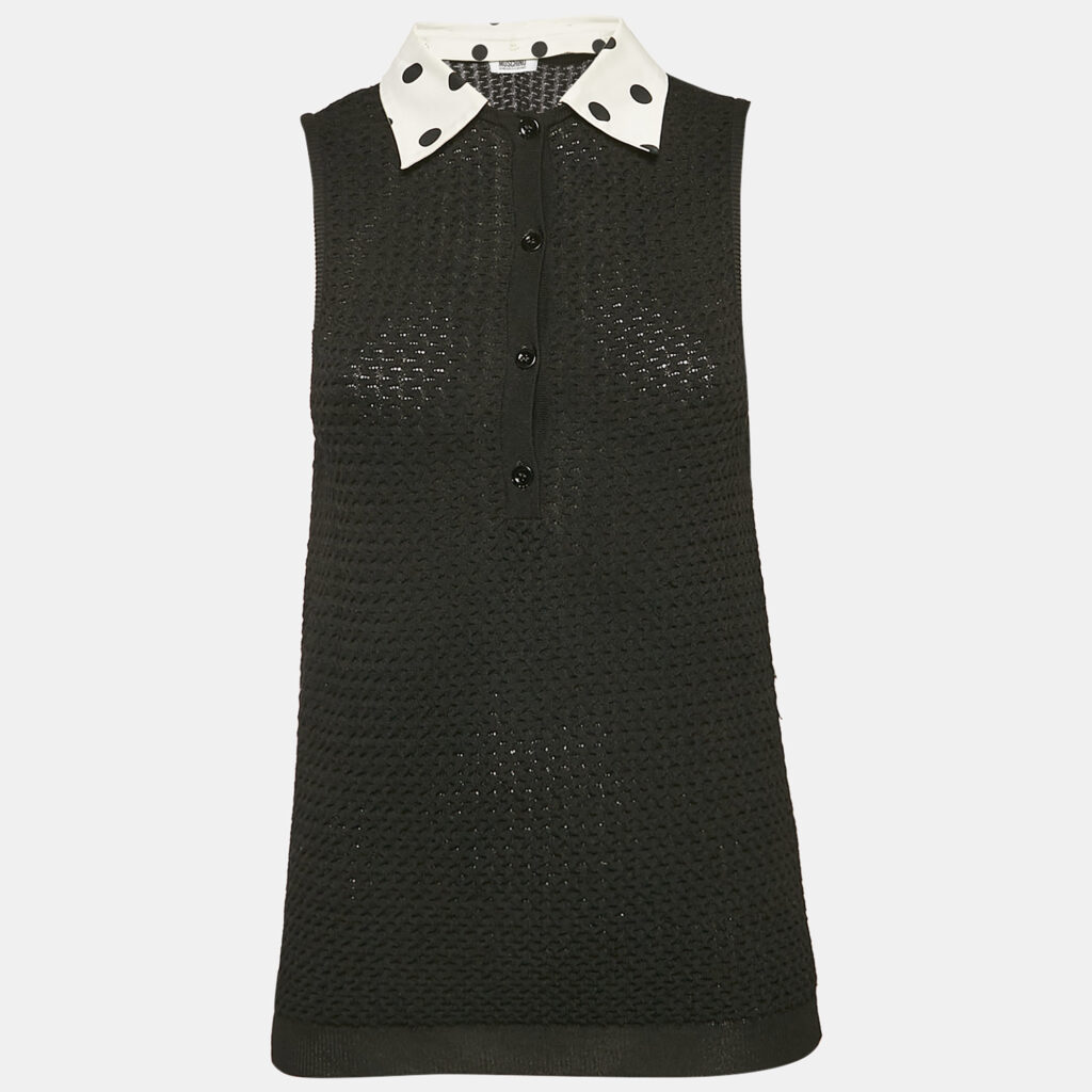 luxury-women-moschino-cheap-and-chic-used-clothes-p1124054-002 Moschino Cheap and Chic Black Patterned Knit Sleeveless Top M