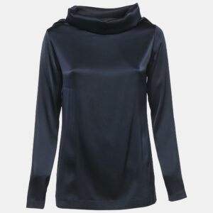 Moschino Cheap and Chic Navy Blue Satin Jersey Cowl Neck Top S