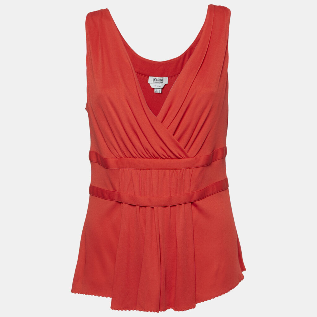 luxury-women-moschino-cheap-and-chic-used-clothes-p1150059-006 Moschino Cheap and Chic Red Silk Blend Knit Sleeveless Top L