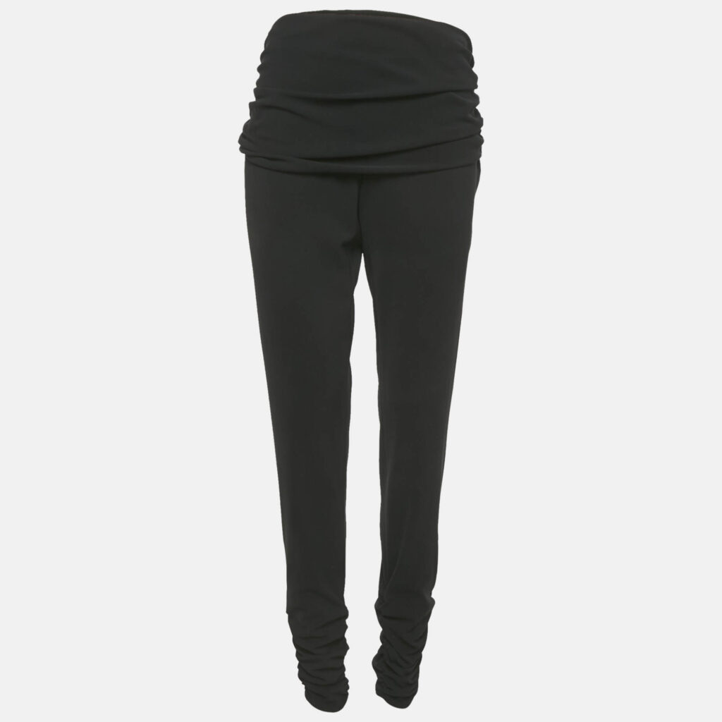 luxury-women-moschino-cheap-and-chic-used-clothes-p1152384-001 Moschino Cheap and Chic Black Crepe Ruche Detail Trousers XL