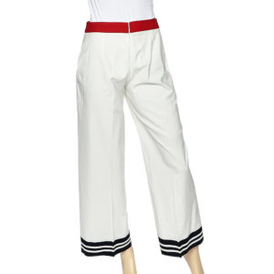 Moschino Cheap and Chic White Cotton Contrast Trim Palazzo Pants M