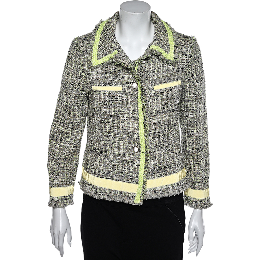 luxury-women-moschino-cheap-and-chic-used-clothes-p563238-006-2 Moschino Cheap and Chic Multicolor Tweed Button Front Jacket L