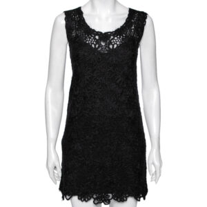 Moschino Cheap and Chic Vintage Black Floral Embroidered Sleeveless Dress S