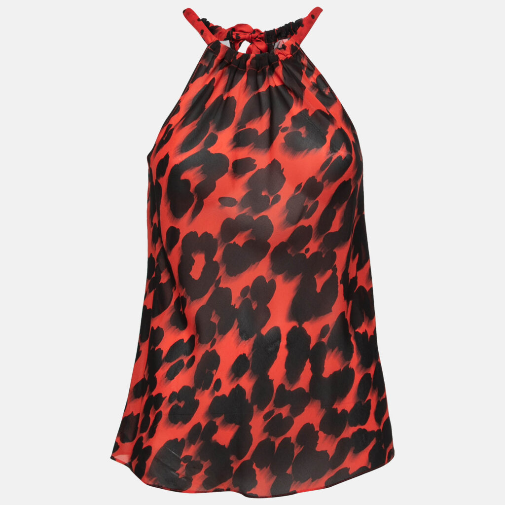 luxury-women-moschino-cheap-and-chic-used-clothes-p801451-001 Moschino Cheap and Chic Red Printed Silk Halter Neck Top S