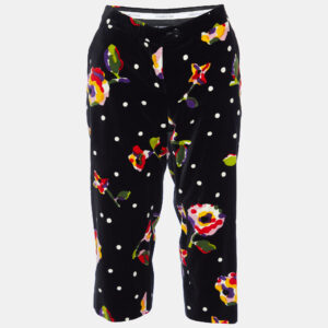Moschino Cheap and Chic Black Printed Velvet Capri Pants M