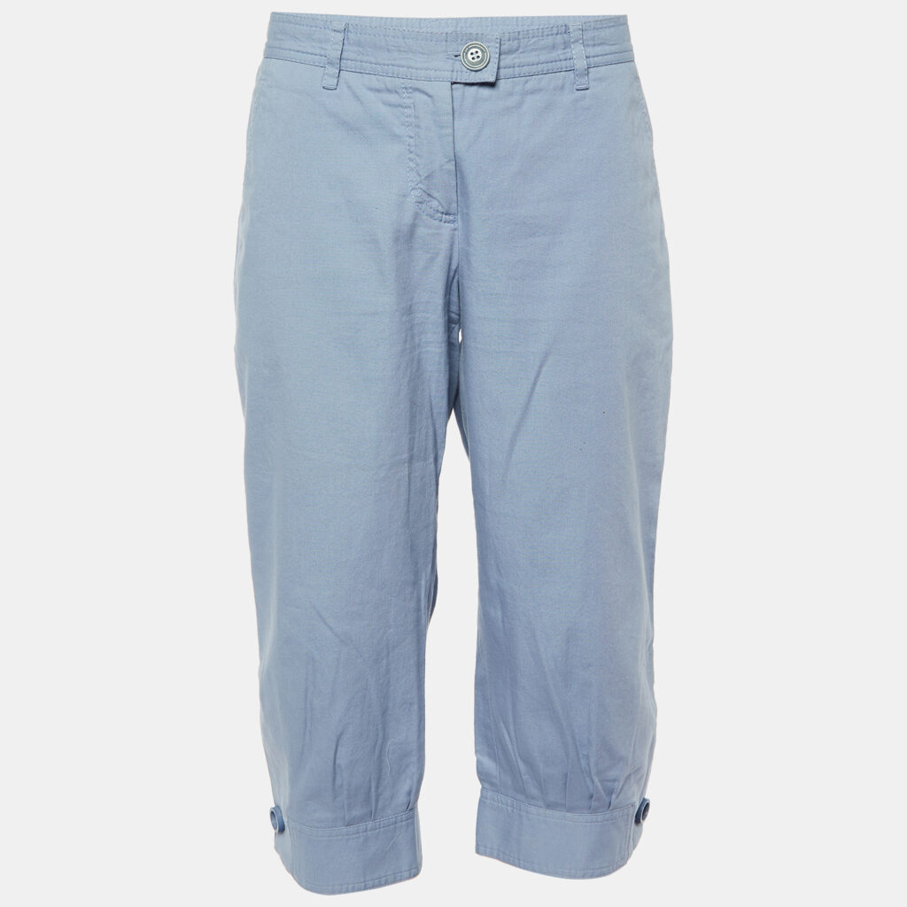 luxury-women-moschino-cheap-and-chic-used-clothes-p892419-004 Moschino Cheap and Chic Light Blue Cotton Capri Pants M