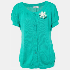 Moschino Cheap & Chic Green Beaded Detail Cardigan L