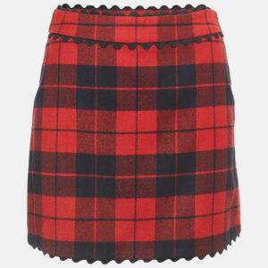 Moschino Cheap and Chic Red Checked Wool Mini Skirt S