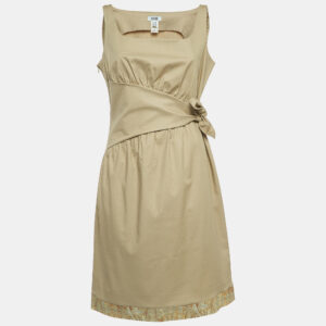 Moschino Cheap and Chic Beige Cotton Blend Tie-Up Detail Mini Dress M