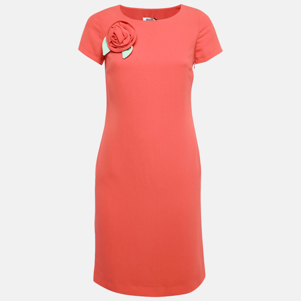 luxury-women-moschino-cheap-and-chic-used-clothes-p996604-001 Moschino Cheap and Chic Red Chiffon Corsage Rose Detail Shift Dress S