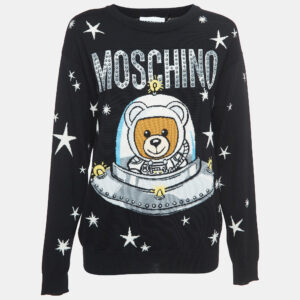 Moschino Couture Black Space Teddy Bear Wool Sweater XS