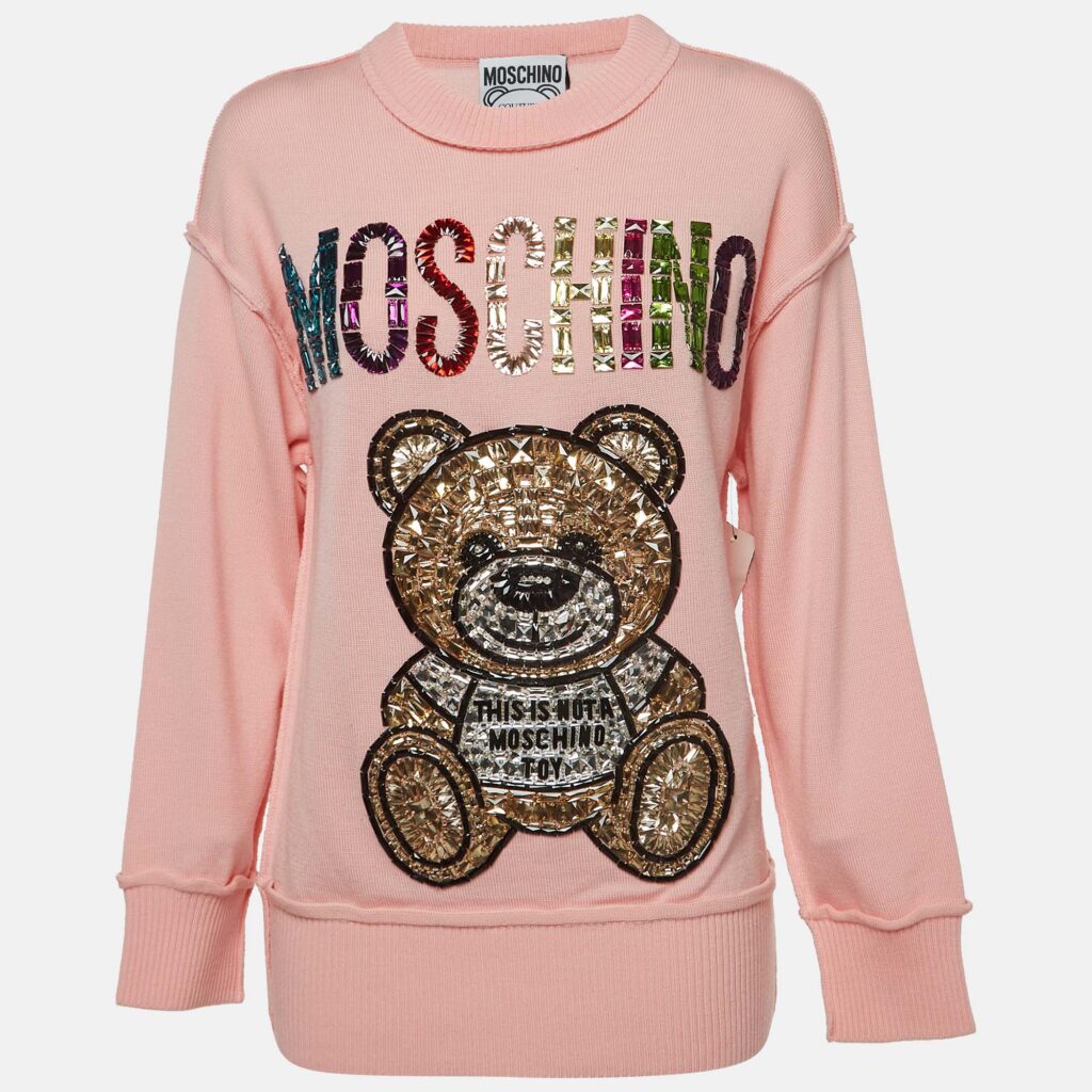 luxury-women-moschino-couture-new-clothes-p921076-002 Moschino Pink Wool Embellished Teddy Bear Sweater XS
