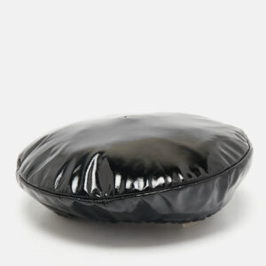 Moschino Couture Black Faux Leather Beret Hat M