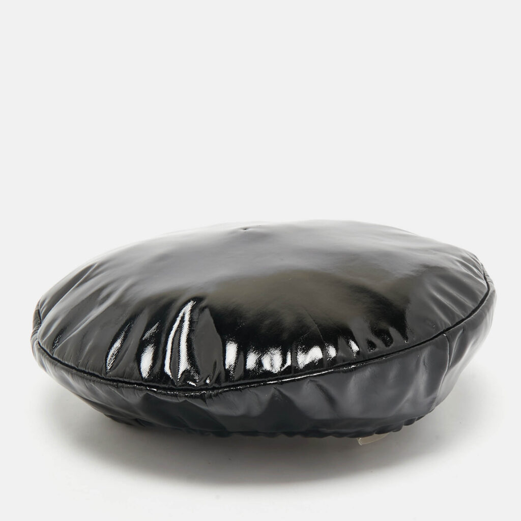 luxury-women-moschino-couture-used-accessories-p1159380-005 Moschino Couture Black Faux Leather Beret Hat M