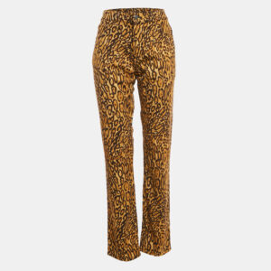 Moschino Couture Brown Leopard Print Cotton Pants L