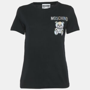 Moschino Couture Black Logo Embroidered Cotton Knit T-Shirt S