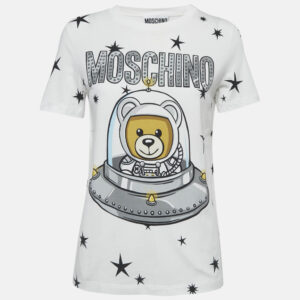 Moschino Couture White Cotton Printed Crew Neck T-Shirt S