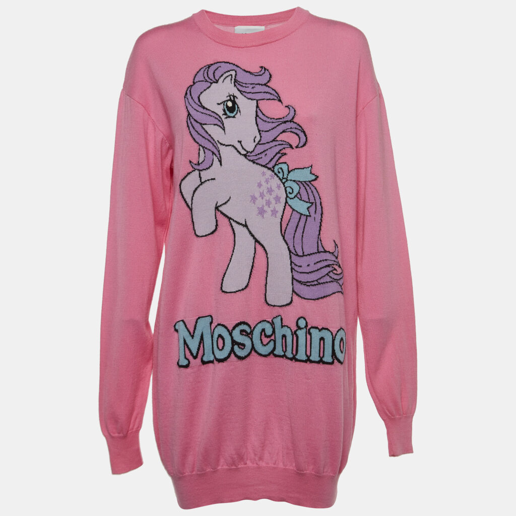 luxury-women-moschino-couture-used-clothes-p920585-003 Moschino Couture Pink My Little Pony Cotton Knit Sweater Dress S