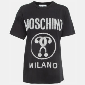 Moschino Couture  Black Logo Print Cotton Half Sleeve T-Shirt XS