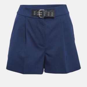 Moschino Mo5ch1no Jeans Navy Blue Gabardine Buckle-Up Shorts S