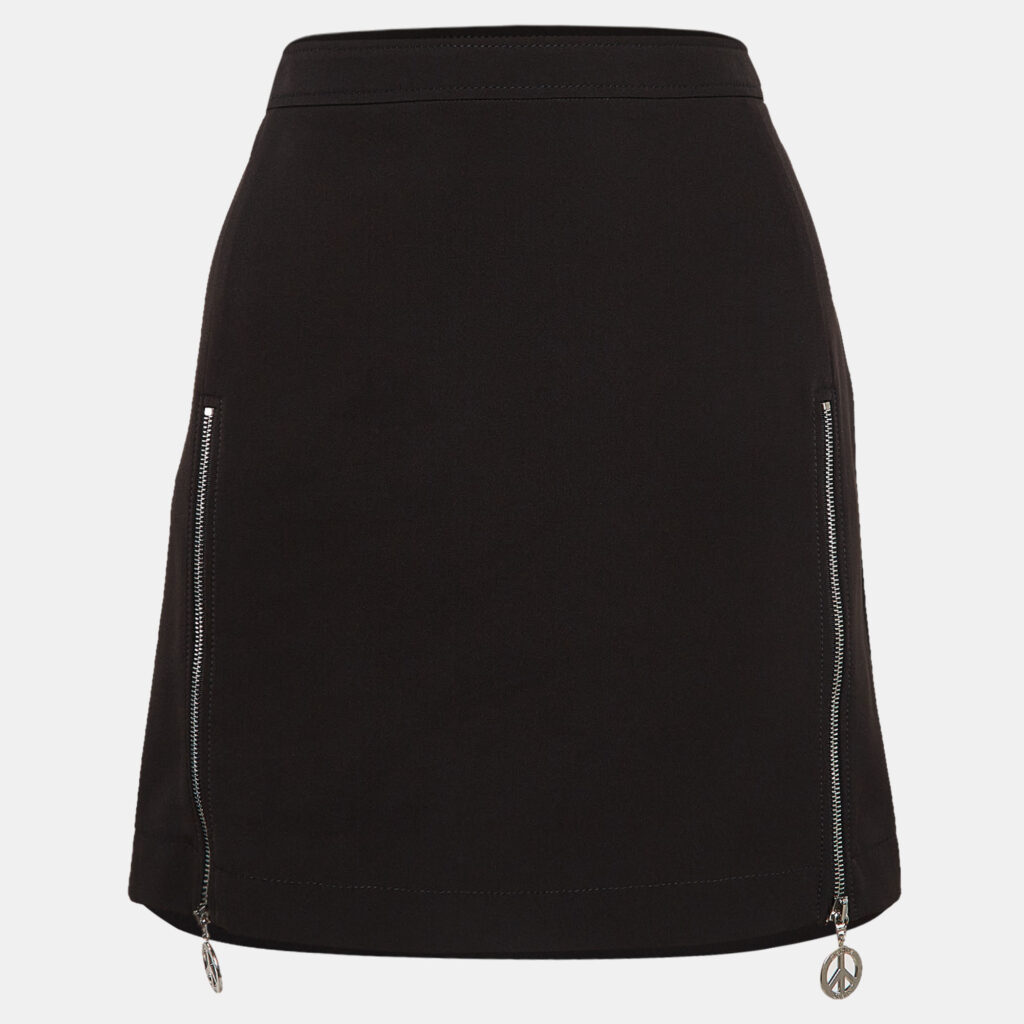 luxury-women-moschino-jeans-new-clothes-p1038920-006 Moschino M05CHIN0 Jeans Black Stretch Crepe Zipper Detail Mini Skirt S