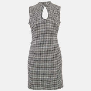 Moschino Jeans Black/White Houndstooth Wool Blend Mini Dress M