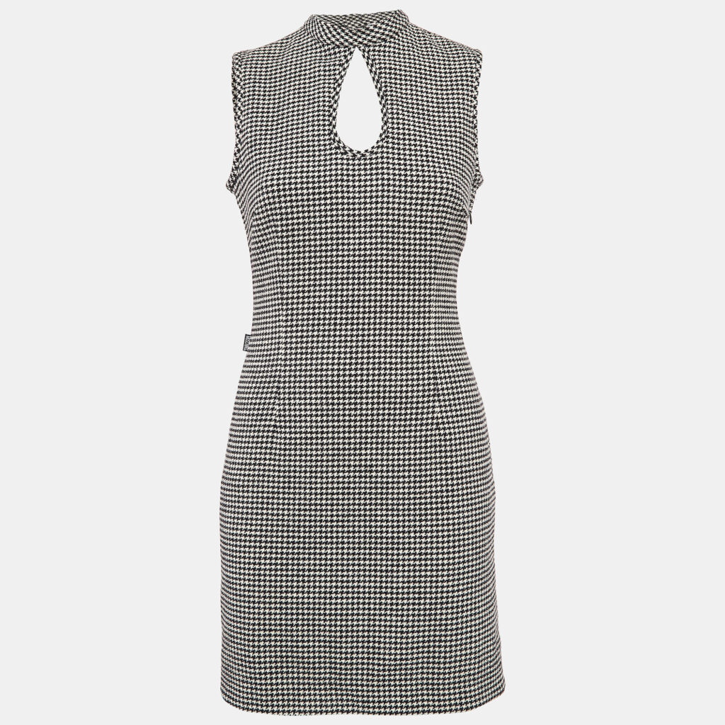 luxury-women-moschino-jeans-used-clothes-p1040039-001 Moschino Jeans Black/White Houndstooth Wool Blend Mini Dress M