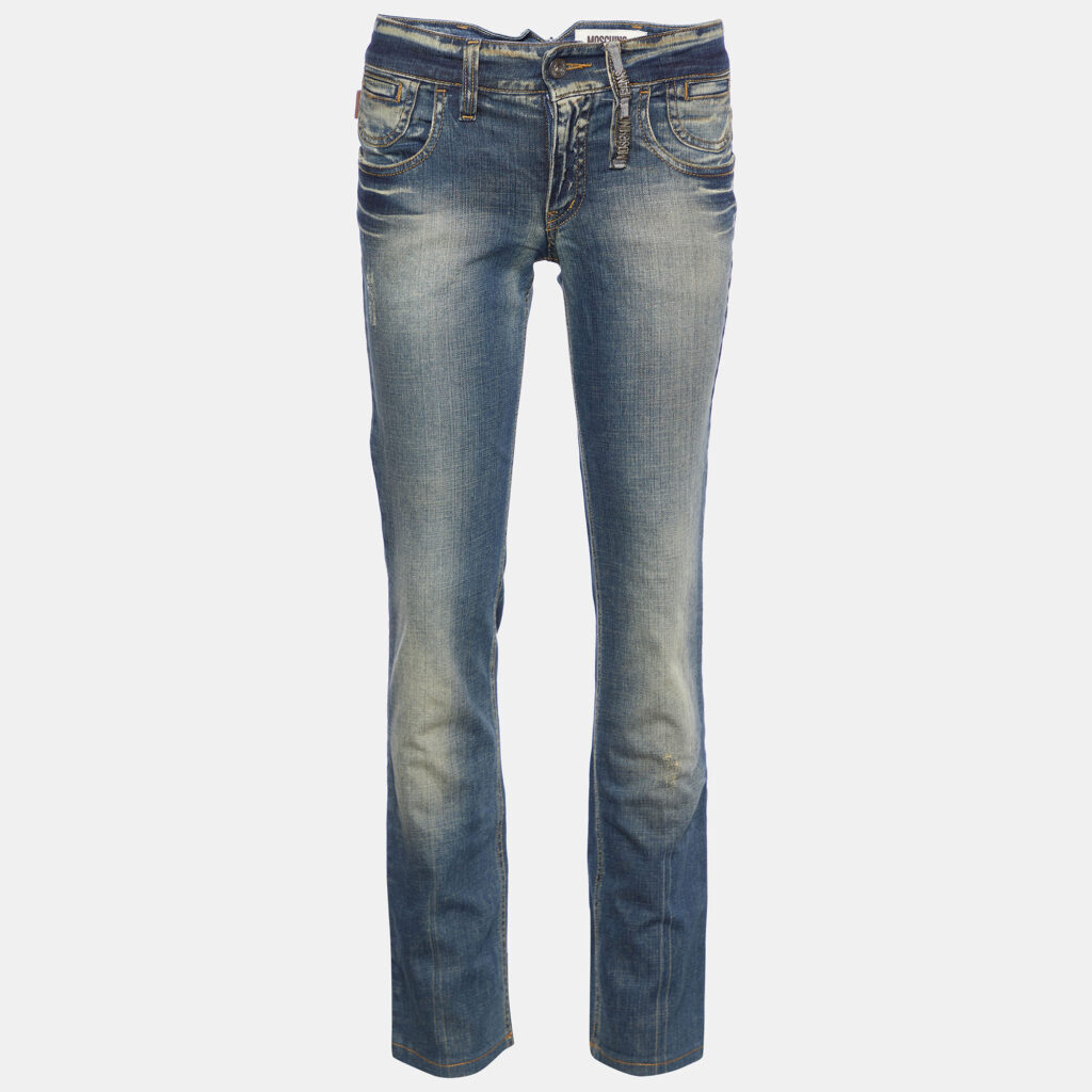 luxury-women-moschino-jeans-used-clothes-p834504-001 Moschino Jeans Navy Blue Denim Tapered Leg Jeans S