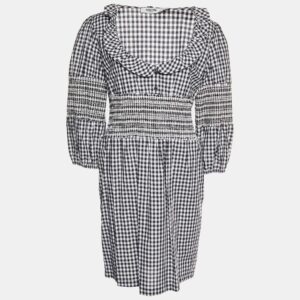 Moschino Jeans Monochrome Gingham Check Cotton Dress L