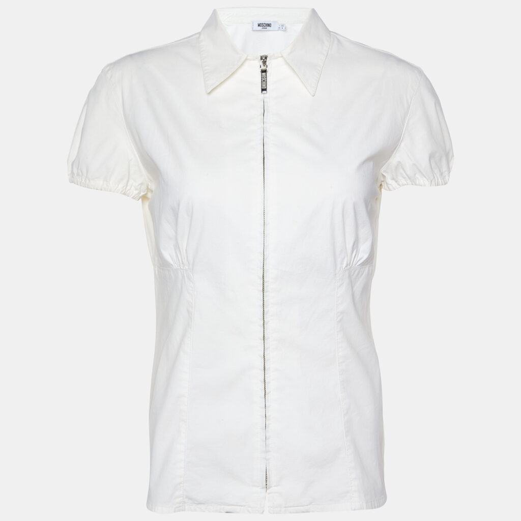 luxury-women-moschino-jeans-used-clothes-p978462-001 Moschino Jeans White Cotton Top & Checked Skirt Set M