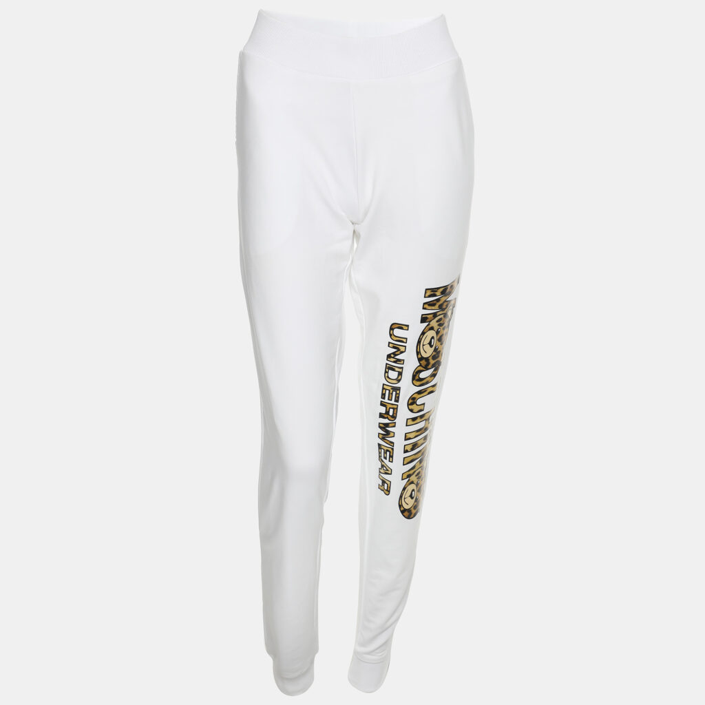 luxury-women-moschino-new-clothes-p1139073-001 Moschino White Cotton Logo Underwear Jogger Pants M