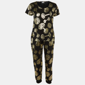 Moschino Underwear Black Gym Print Cotton Jersey Top and Trouser Set L