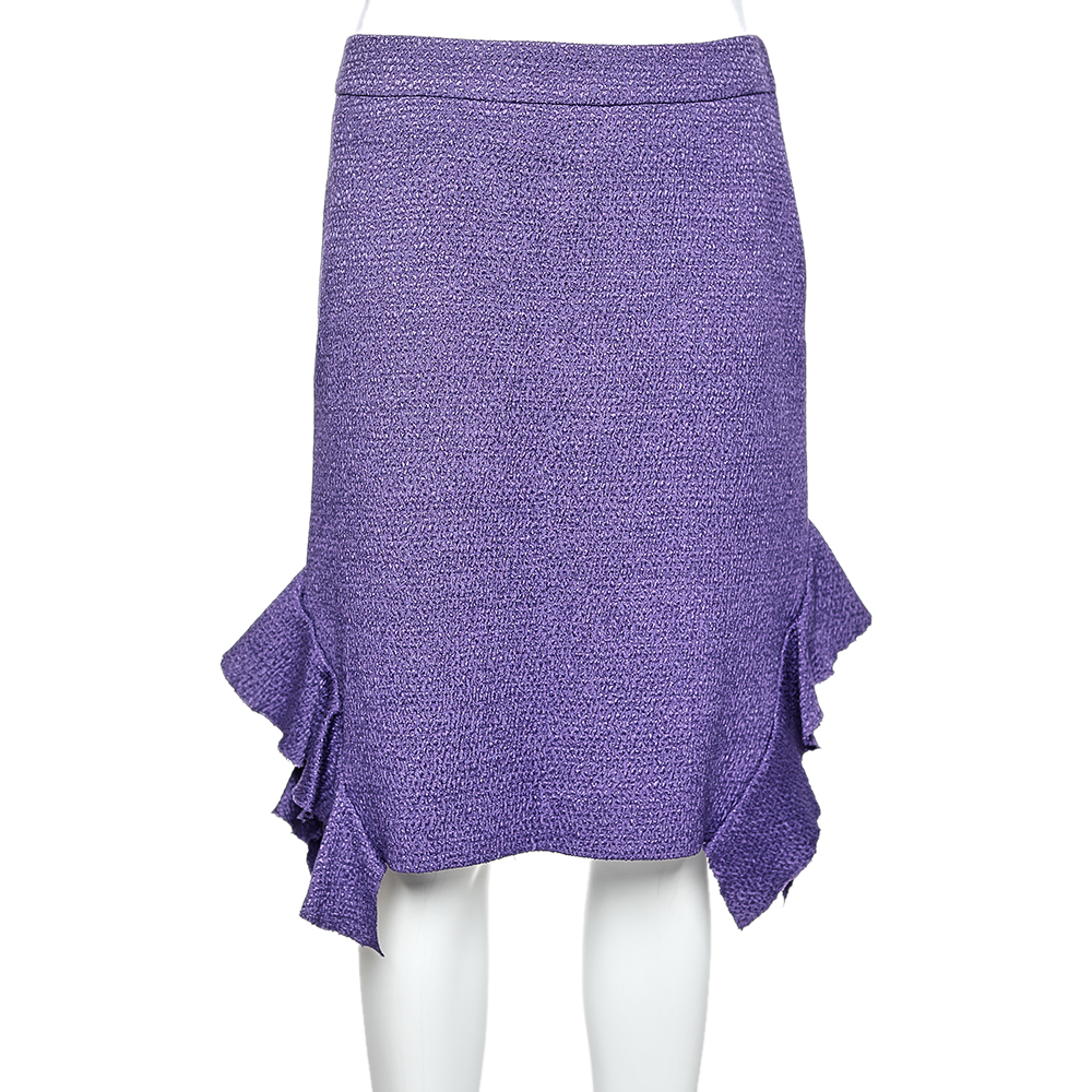luxury-women-moschino-used-clothes-p565424-006-2 Moschino Purple Textured Wool & Silk Ruffled Mini Skirt M