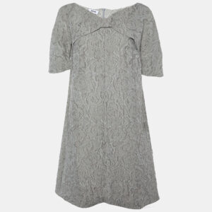 Moschino Grey Floral Jacquard Bow Detail Shift Dress M