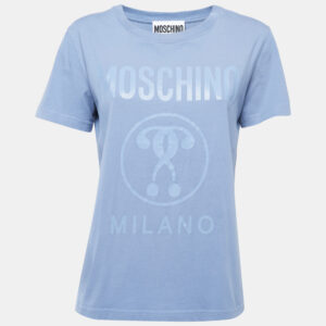 Moschino Blue Logo Print Cotton Crew Neck Short Sleeve T-Shirt M
