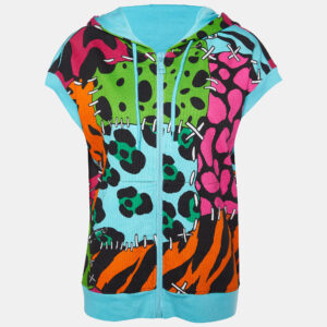 Moschino Cheap And Chic Multicolor printed Cotton Knit Sleeveless Hoodie L